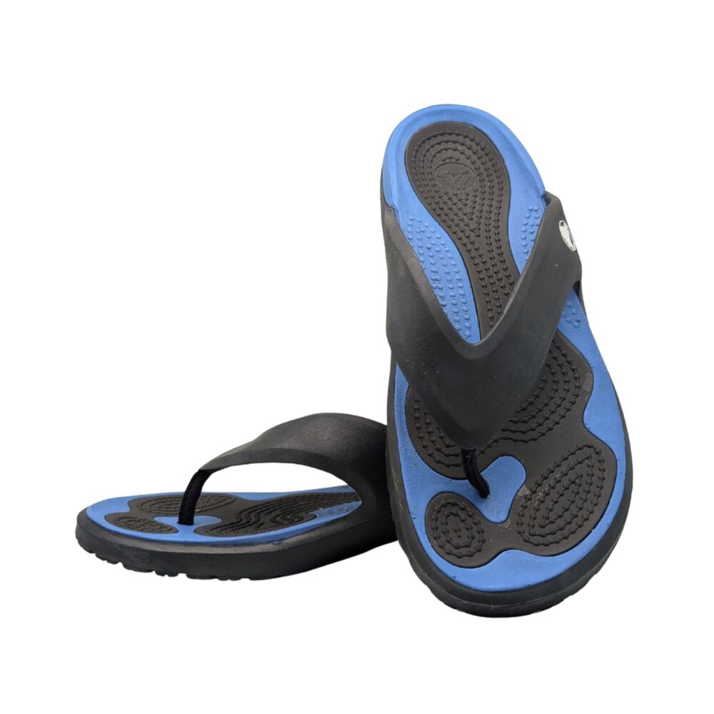 Crocs Black Blue Thong Sandals Size Mens 10 Womens 12